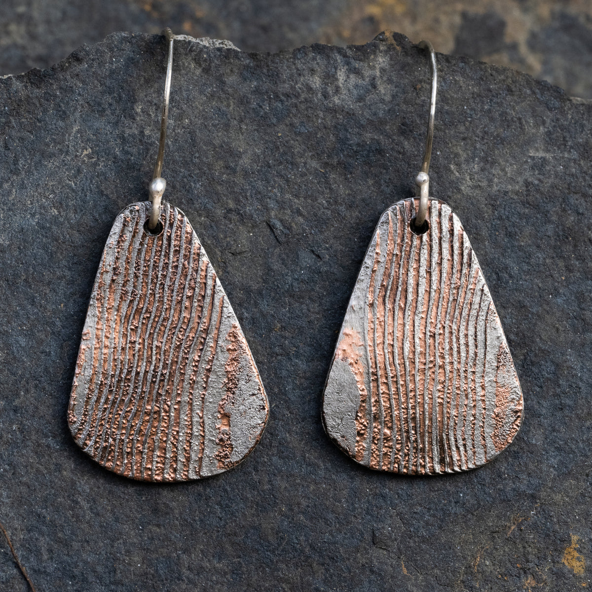 Small Scallop Mokume Gane Earrings